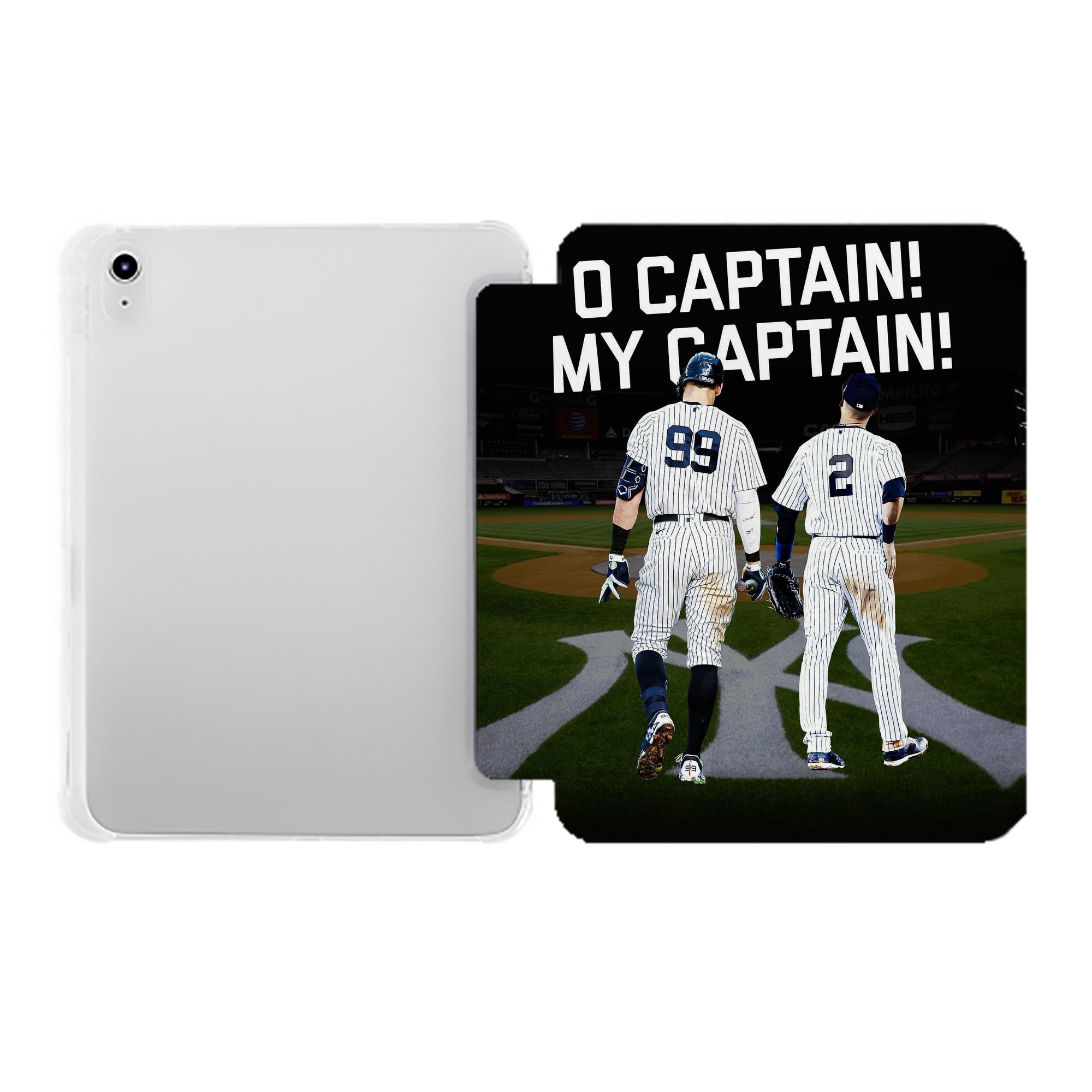 Aaron Judge Yankees Captain Premium Tri-Fold PU Leather & Silicone IPad Case With Pencil Slot – Fits 9.5,10.5,10.9 – Adjustable Stand, Slim, Protective